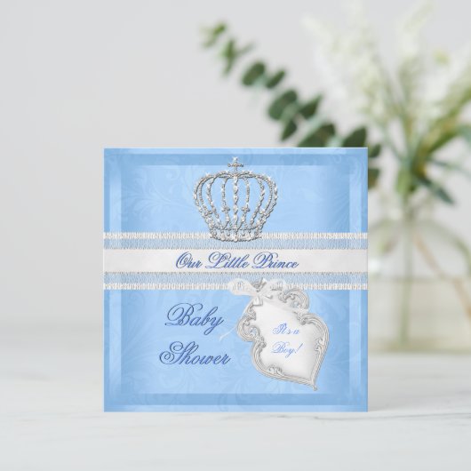 Elegant Prince Baby shower Boy Blue Little Prince Kaart (Staand voorkant)