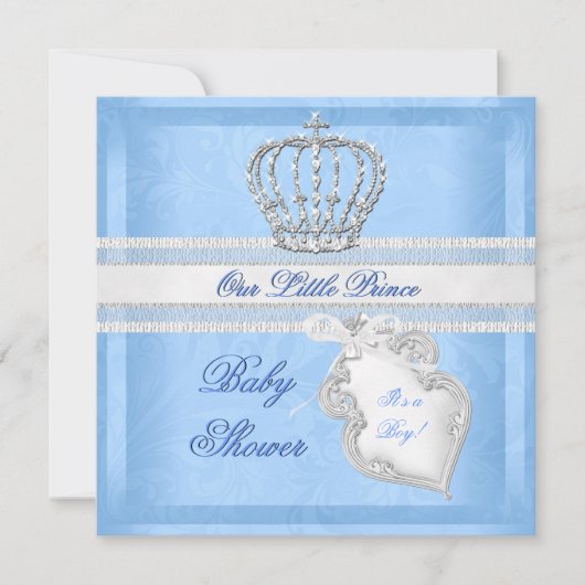 Elegant Prince Baby shower Boy Blue Little Prince Kaart (Voorkant)