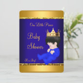 Elegant Prince Baby shower Royal Blue Gold Boy Kaart (Staand voorkant)