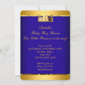 Elegant Prince Baby shower Royal Blue Gold Boy Kaart (Achterkant)