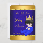 Elegant Prince Baby shower Royal Blue Gold Boy Kaart (Voorkant)