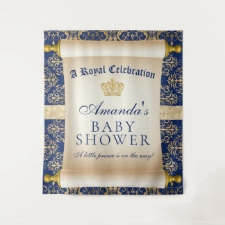 Elegant Prince Baby shower Verticale achtergrond Wandkleed
