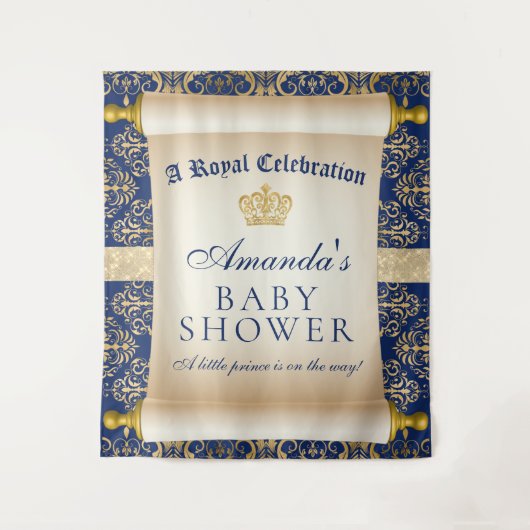 Elegant Prince Baby shower Verticale achtergrond Wandkleed (Voorkant)