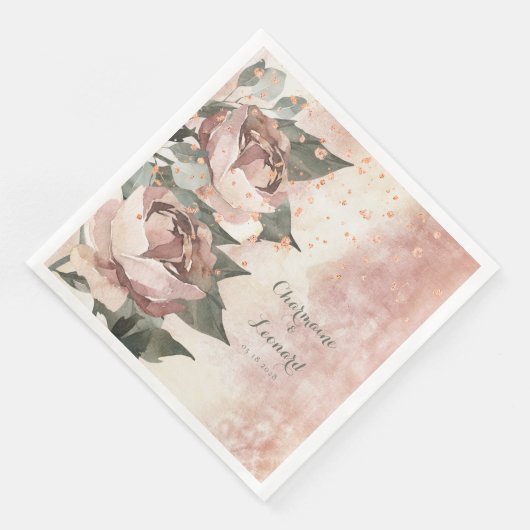 Elegant Prince Jardinier Pink Rose Gold Wedding Servet (Hoek)