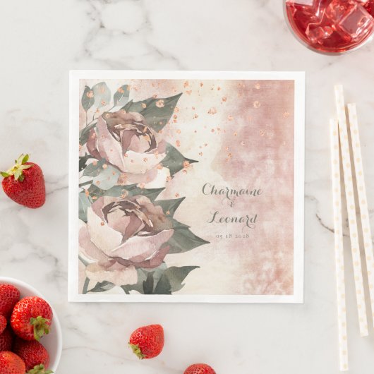 Elegant Prince Jardinier Pink Rose Gold Wedding Servet (Insitu)