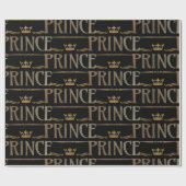 Elegant PRINCE Royalty Lettering Crown Cadeaupapier (Vlak)