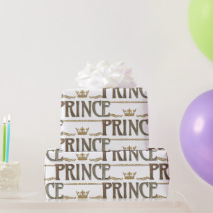Elegant PRINCE Royalty Lettering Crown Cadeaupapier