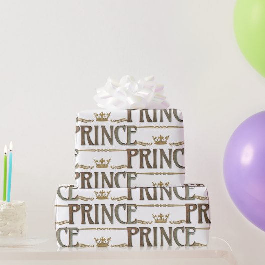 Elegant PRINCE Royalty Lettering Crown Cadeaupapier (Feestgeschenken)