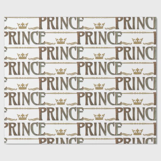 Elegant PRINCE Royalty Lettering Crown Cadeaupapier (Vlak)