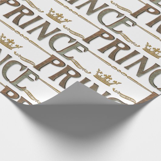 Elegant PRINCE Royalty Lettering Crown Cadeaupapier (Hoek)