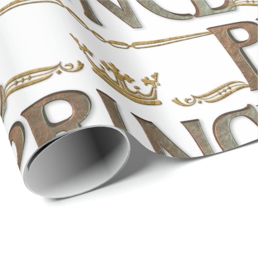 Elegant PRINCE Royalty Lettering Crown Cadeaupapier (Rol Hoek)