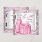 Elegant Princess Baby shower Girl Pink Bed 4F Kaart (Voorkant / Achterkant)