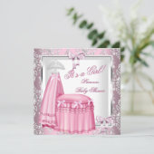 Elegant Princess Baby shower Girl Pink Bed 4F Kaart (Staand voorkant)