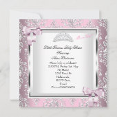 Elegant Princess Baby shower Girl Pink Bed 4F Kaart (Achterkant)