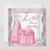 Elegant Princess Baby shower Girl Pink Bed 4F Kaart (Voorkant)