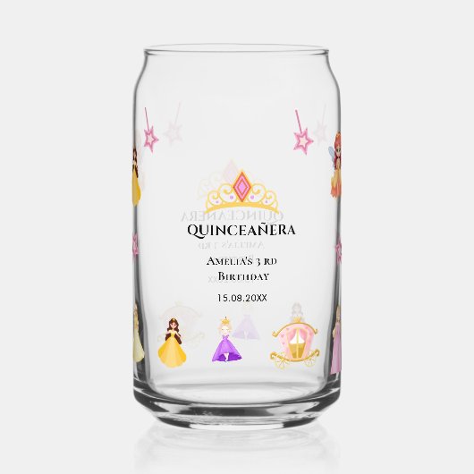 Elegant Princess Birthday Celebration Blikvorm Glas (Voorkant)