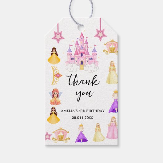 Elegant Princess Birthday Celebration Cadeaulabel (Voorkant)