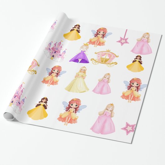 Elegant Princess Birthday Celebration Cadeaupapier (Uitgerold)