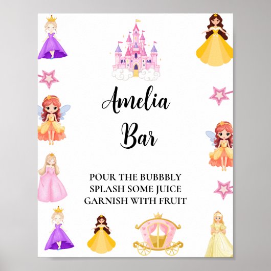 Elegant Princess Birthday Celebration Poster (Voorkant)