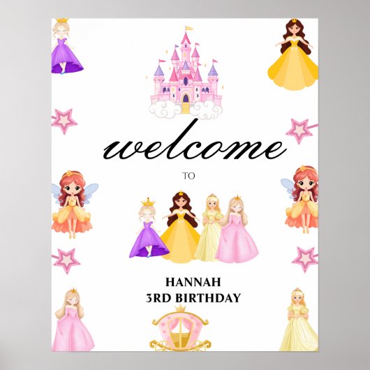 Elegant Princess Birthday Celebration Poster (Voorkant)