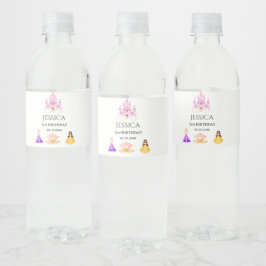 Elegant Princess Birthday Celebration Waterfles Etiket