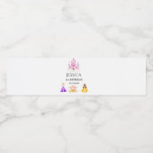 Elegant Princess Birthday Celebration Waterfles Etiket (Enkel label)