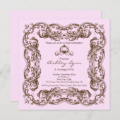 Elegant  Princess Birthday Party Invitation Kaart (Voorkant / Achterkant)
