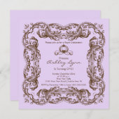 Elegant  Princess Birthday Party Invitation Kaart (Voorkant / Achterkant)