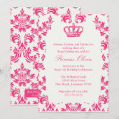 Elegant Princess Birthday Party Kaart (Voorkant / Achterkant)