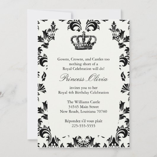 Elegant Princess Birthday Party Kaart (Voorkant)