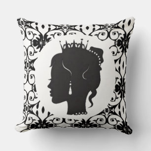 Elegant Princess Black Silhouette Sierkussen