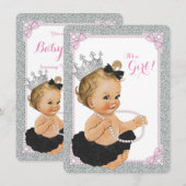 Elegant Princess Black Tutu Pearl Baby shower Kaart (Voorkant / Achterkant)