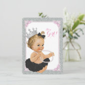 Elegant Princess Black Tutu Pearl Baby shower Kaart (Staand voorkant)
