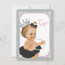 Elegant Princess Black Tutu Pearl Baby shower Kaart
