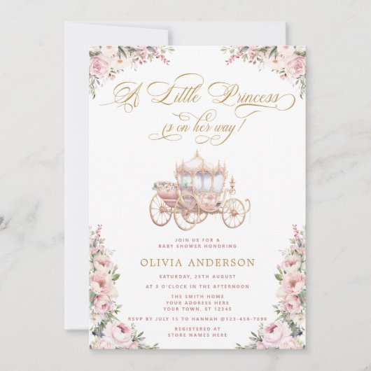 Elegant Princess Blush Roze Baby shower Kaart (Voorkant)