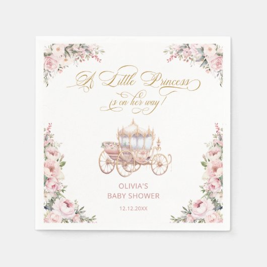 Elegant Princess Blush Roze Bloemen Baby shower Servet (Voorkant)