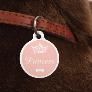 Elegant Princess Crown Blush Pink Dog Bone Huisdierpenning