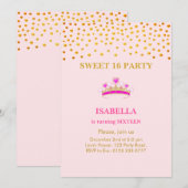 Elegant Princess Crown Sweet 16 op roze Kaart (Voorkant / Achterkant)