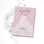 Elegant Princess Dress Pearls Pink 21st Birthday Kaart<br><div class="desc">Een elegante,  stijlvolle,  moderne uitnodiging voor het verjaardagsfeest met een handbeschilderde prinsesjurk en snaren van parels. Blush Pink. Romantisch en chic.</div>