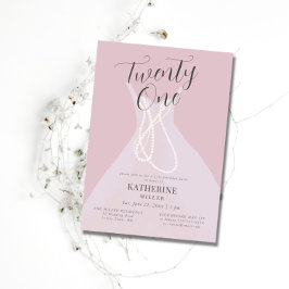 Elegant Princess Dress Pearls Pink 21st Birthday Kaart