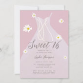 Elegant Princess Dress Pink White Daisies Sweet 16 Kaart (Voorkant)