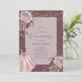 Elegant Princess Floral Quinceañera Uitnodiging (Staand voorkant)