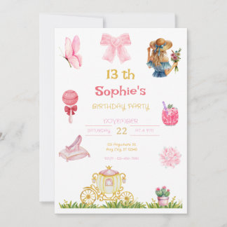 Elegant Princess Garden Birthday Party for Girl Kaart