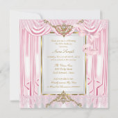 Elegant Princess Pink Gold White Birthday Party Kaart (Achterkant)