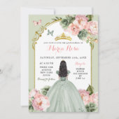 Elegant Princess Sage Green Dusty Roos Quinceañera Kaart (Voorkant)