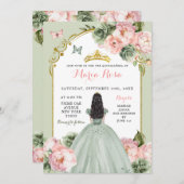 Elegant Princess Sage Green Dusty Roos Quinceañera Kaart (Voorkant / Achterkant)