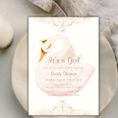  Elegant Princess Swan Baby shower Kaart