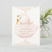  Elegant Princess Swan Baby shower Kaart (Staand voorkant)