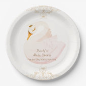  Elegant Princess Swan Girl Baby shower Papieren Bordje (Voorkant)
