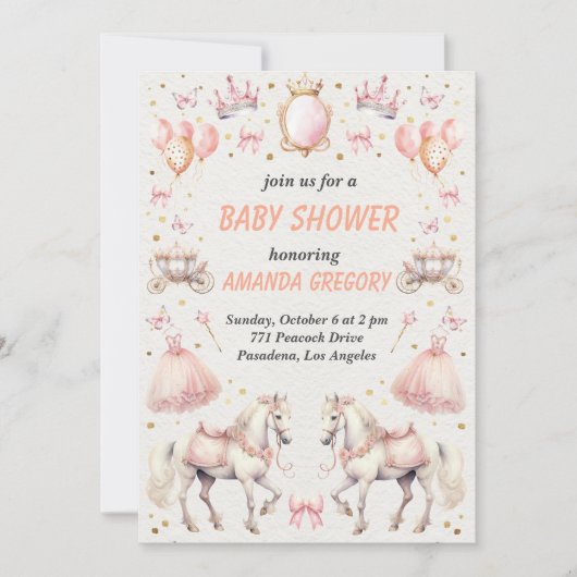 Elegant Princess - Uitnodiging voor Baby shower (Voorkant)